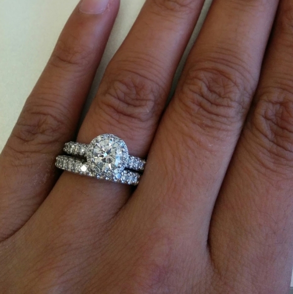 Tacori Style Diamond Engagement Ring and Wedding Band - Picture 2 of 5